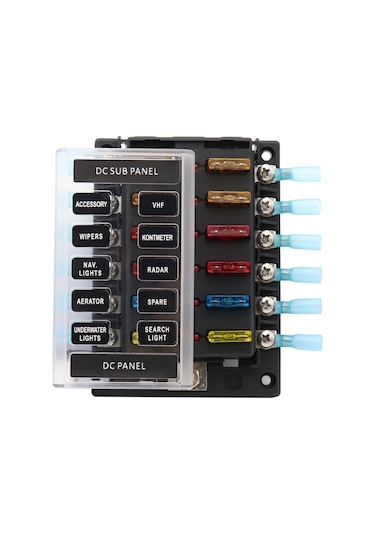 Moveevo 12 Yollu Sigorta Kutusu, Kısa Devre Gösterge, 16 Adet Sigorta Ve 14 Adet Isıtma Borusu Terminali İle Otomobil, Rv, Gemi Uygun 100