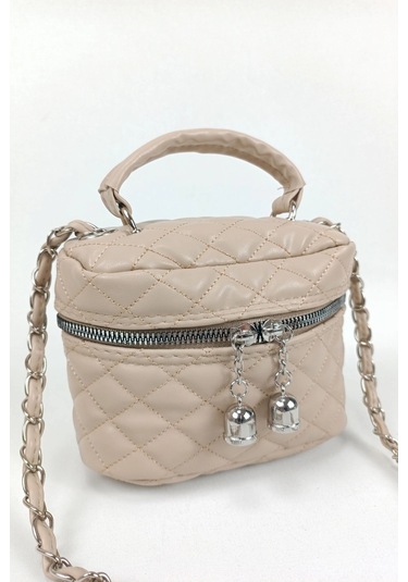 Glemix Leslie Vizon Kapitone Desen Kadın Kutu Crossbody Bag Vizon