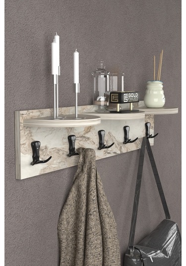 Goldfalez Efes Askılık Duvar Elbise Askılığı Portmanto 80 CM Çok Renkli