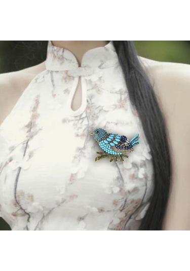 Homyl Düğün Giyim Bayanlar Için Rhinestone Broşlar Dekoratif Mavi