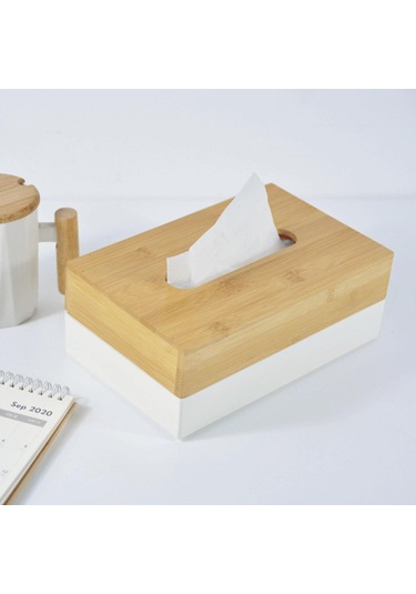 Homyl Dresser Masa Için Mendil Kapak Konteyner Peçete Beyaz Beyaz