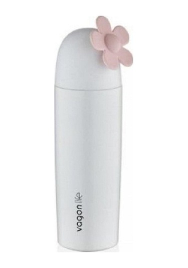 Vagon Beyaz Çiçek Detaylı Çelik Matara 360 Ml