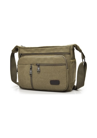 Moda Günlük Kanvas Çok Bölmeli Omuz Çantası D7118 Haki