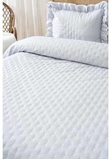 Hola Gri Çift Kişilik Yatak Örtüsü Takımı 3 Parça Uyku & Çeyiz Seti Gri