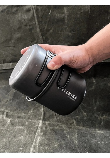 2 Adet Kamp Tencere Saplı Ultralight Açık Pot Alüminyum Alaşımlı Gri - Siyah