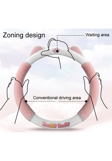 Cbtx 38cm Peluş Direksiyon Kapağı Sevimli Kedi Kaymaz Araç Direksiyon Koruyucusu Kış Sıcaklığı İçin - Lotus Pembesi