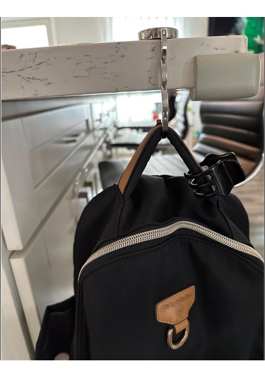 Aubyhe Zinc Alloy Çift Paket Çatırabilir Çanta Kancası - Masa/ofis İçin Kaymaz, Taşınabilir, 11 Pound Destekli Siyah