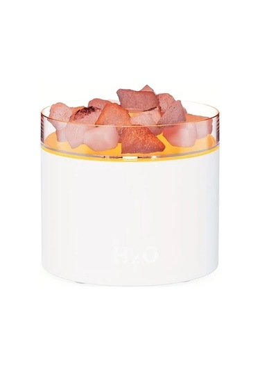 Techbloom Beyaz Renkli Yaratıcı Tuz Taşı Aromaterapi Makinesi Renkli Alev Gece Lambası Sesli Nemlendirme Büyük Su Tanklı