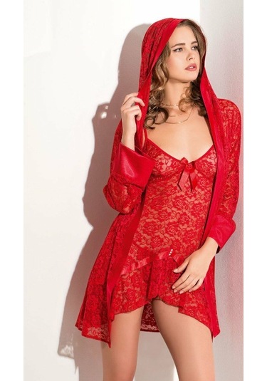 SECRET MODA MOONGIRL Asimetrik Kesim Dantel Gecelik Sabahlık Takımı