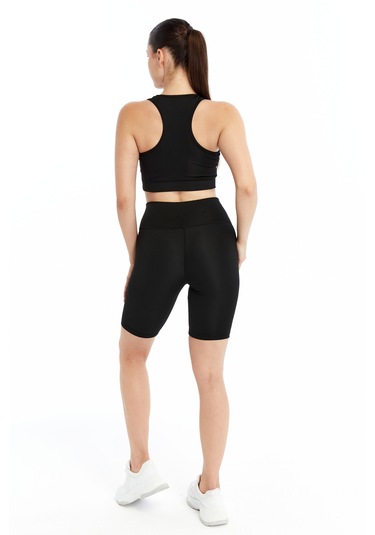 Kadın Crop Şort Takım Baskı Detaylı B2089-d742 Siyah