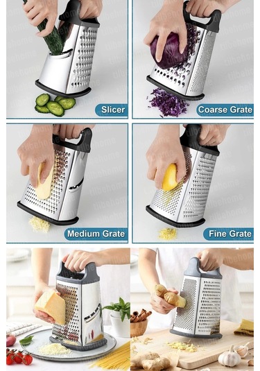 Paslanmaz Büyük Boy Çelik Rende Çok Işlevli Silikon Tabanlı Çok Fonksiyonlu Peynir Doğrayıcı Rende