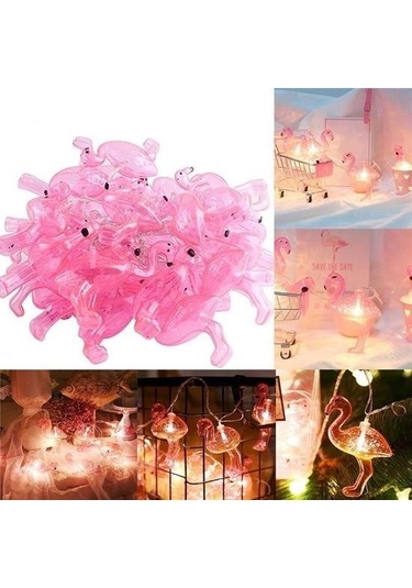 Buffer 10lu Pilli Led Flamingo Dekoratif Işık Zinciri Aydınlatma 1,5 Mt Çok Renkli