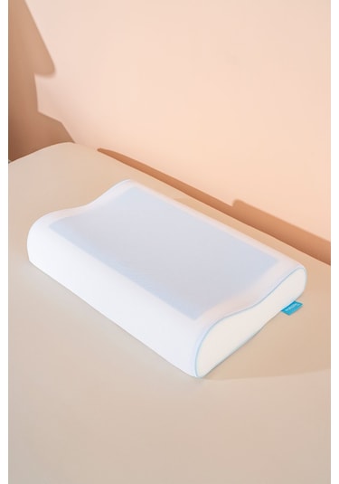 Visco Yüksek Ortopedik Boyun Destekli Serinleten Jelli Yastık 60x40x14/12cm Beyaz