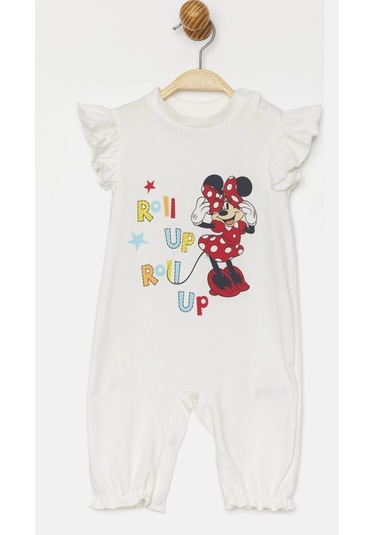 Minnie Mouse Lisanslı Ekru Kız Bebek Tulum Mn19728 Ekru