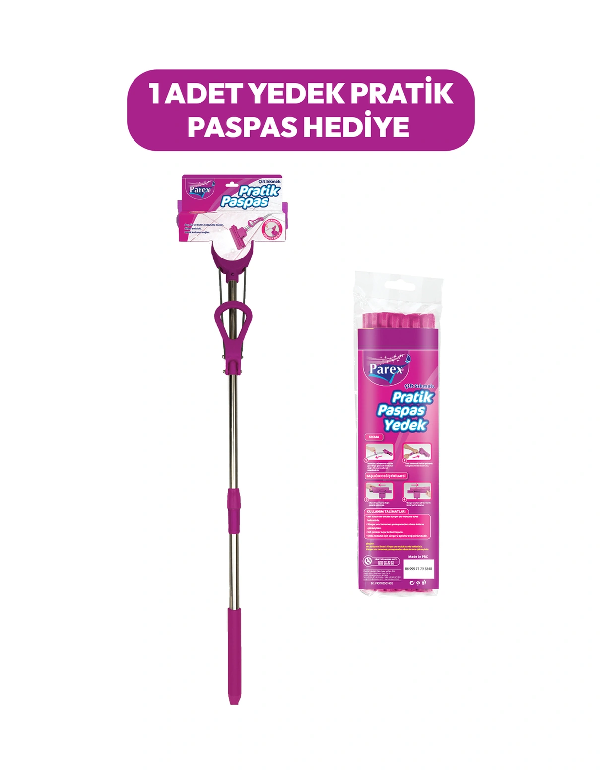 Pratik Paspas Çift Sıkmalı Yedek Hediyeli