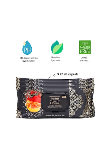 Deep Fresh Oriental Islak Mendil Amber 3'Lü Paket 360 Yaprak