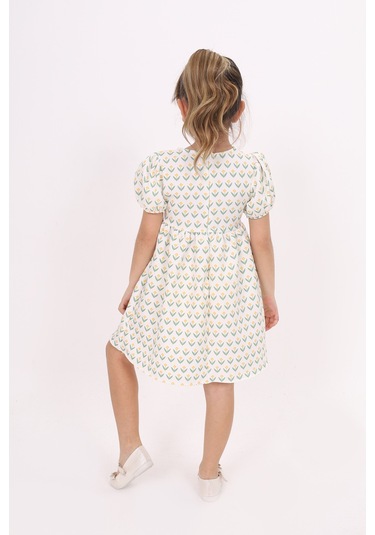 Toontoy Kız Çocuk Lale Desenli Elbise Sarı