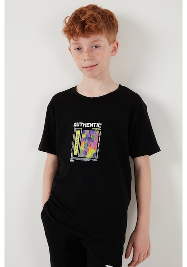 Lela Pamuklu Regular Fit Bisiklet Yaka Şortlu Alt-Üst Erkek Çocuk Takım 6212011 Siyah