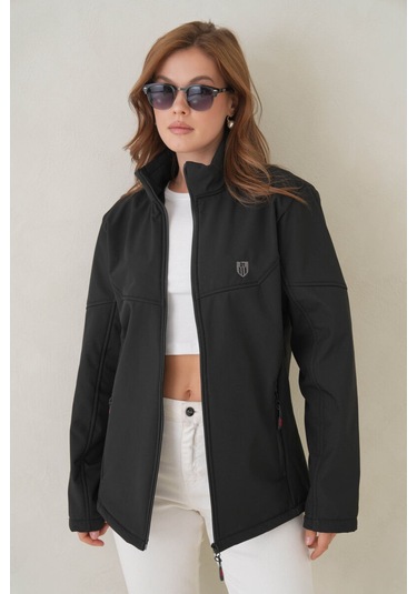 Su Ve Rüzgar Geçirmez İçi Polarlı Kadın Softjel Mont Siyah