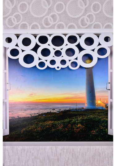 Ekru Yuvarlak Lazer Kesim Stor Perde