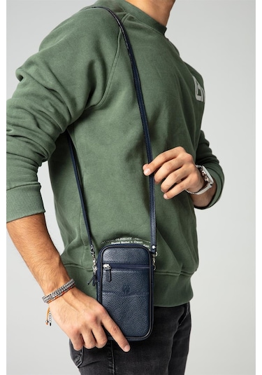 Bayderi Lenov Hakiki Deri Kahve Kibar Erkek El Çantası - Lacivert