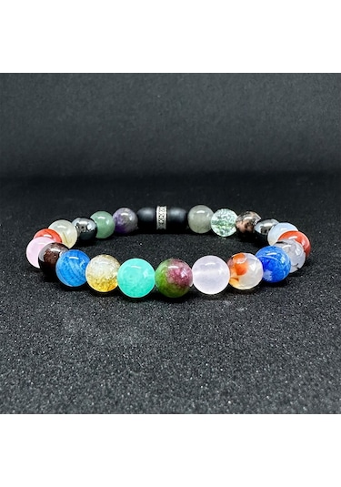 Koç Burcu Bilekliği 8mm Doğaltaş Bileklik - 15 Cm Çok Renkli
