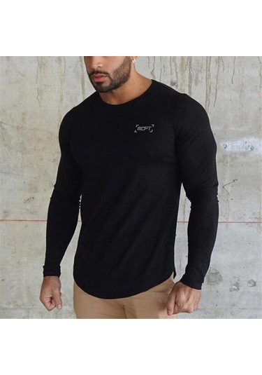 Siyah Muscleguys Erkek Koşu Antrenman Pamuklu Üstler Elastik Rahat Spor Fitness Tişörtü