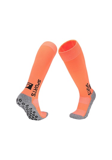 Monyee Uzun Çorap Erkek Kadın Spor Topu Antibakteriyel Koku Engelleme Kayma Önleyici Oranj Profesyonel Futbol Çorapları Turuncu