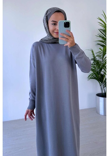 Merserize Elbise - Gri Gri