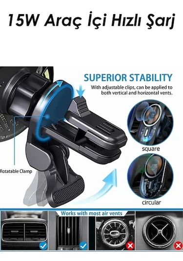 Raycon 15w Manyetik Araç Içi Kablosuz Şarj Standı Ve Telefon Tutu