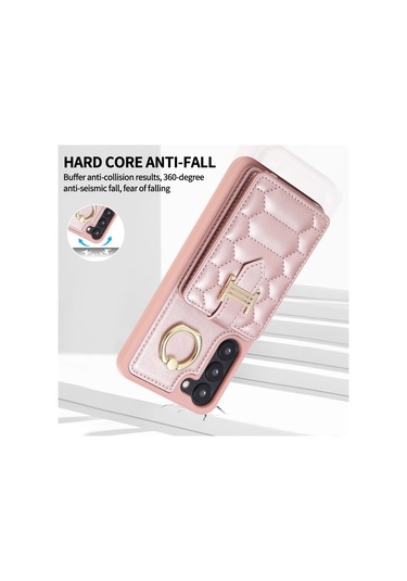 Samsung Galaxy S22 5g Dikey Kart Çantası Halka Tutucu Telefon Kılıfı İçin Çift Kordonlu