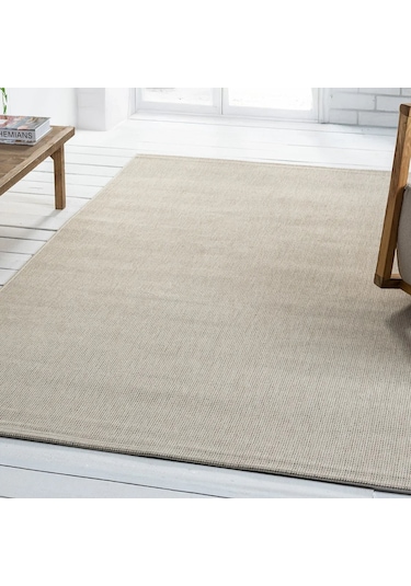 Düz Krem Bej Dokuma Görünümlü Modern Halı - L662krbo