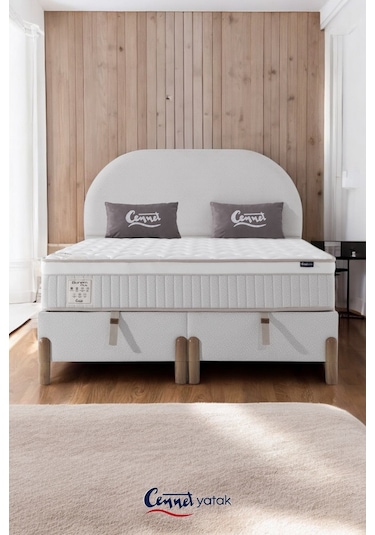 Bohem Çift Kişilik Konfor Seti Pocket Yaylı Yatak + Sandıklı Baza + Başlık 150 x 200