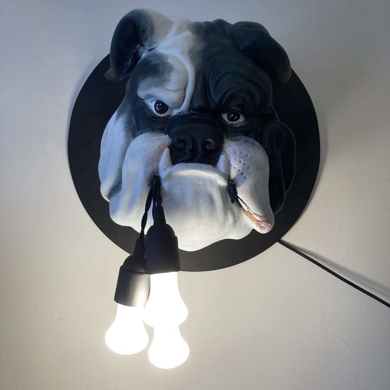 Duvar Buldog Aydınlatma Abajur Siyah Beyaz
