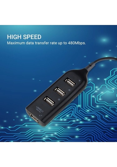 Willowhaven 4 Portlu Usb 2.0 Hub, 44cm Kablo, 480mbps Hızlı Veri Transfer, Siyah 2 Adet