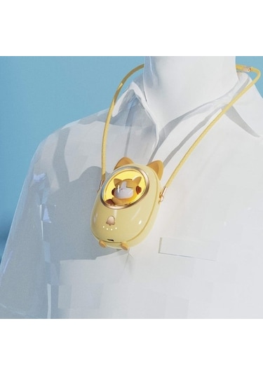 Usb Sessiz Asılı Boyun Fanı Beyaz 3811 Sarı