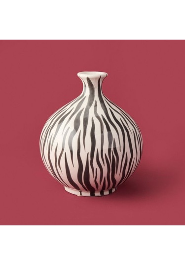 Evidea Deco Elegant Curves Vazo - Siyah / Beyaz - 28 Cm Siyah / Beyaz