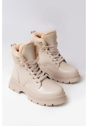 Asm-080 Bej Bağcıklı Günlük Kadın Bot-bej Bej