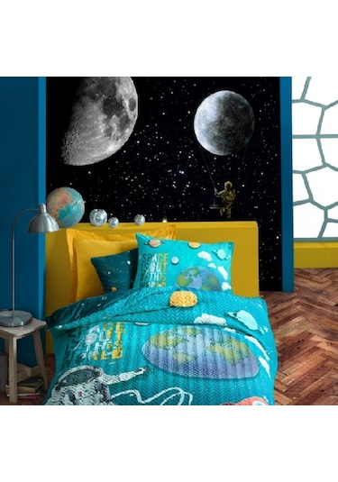 Cottonbox Little Astronaut Turkuaz Tek Kişilik Uyku Seti