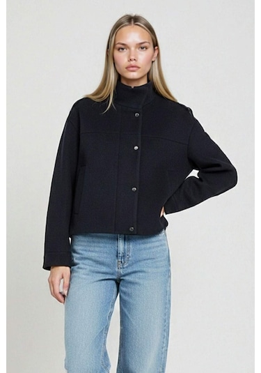 Defacto Regular Fit Kaşe Düğmeli Kısa Kaban E8661ax25aunv250 Lacivert