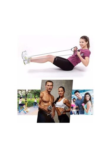 Sarı Yoga Fitness Çekme Halatı 5 Seviye Güç Eğitimi İçin Elastik Direnç Bandı Sarı