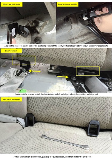 Symbee Honda City 2008-2019 İçin Çelik Güvenlik Koltuğu Tutucu, Sağlam Montaj, Çocuk Güvenliğini Artırır, Siyah, Sol/sağ Seçenekli