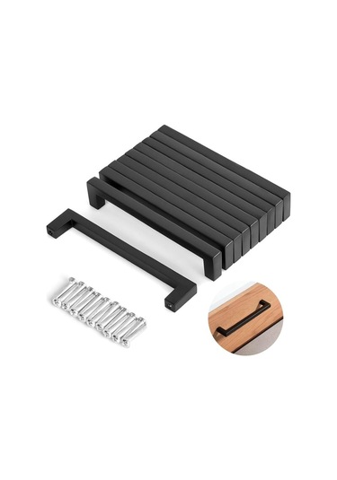 10'lu Paket Siyah Mutfak Kulpu Paslanmaz Çelik Mutfak Dolabı Kapı Kulpu 128 Mm