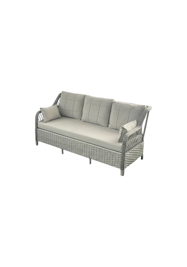 Petra Galvanizli 3+1+1+masa 80x140 +2 Puf Bahçe Balkon Mobilyası Açık Krem