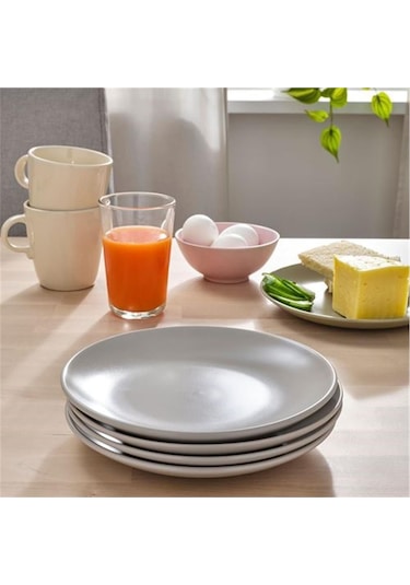 Fargklar 4 Adet Tatlı Tabağı Seti 20 Cm Açık Gri Renk Gri