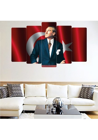 5 Parça Baş Öğretmen Atatürk Solmaz Mdf Tablo