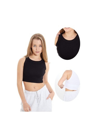 Alya Underwear Kaşkorse Kalın Biye Crop Siyah