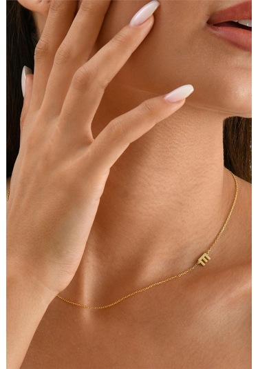 Minamis Silver 925 Ayar Gümüş E Harfi Kadın Köprücük Kolye-2259