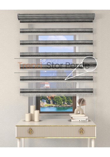 Siyah Yeşil Geçişli Etek Dilimsiz Zebra Stor Güneşlik Perde Siyah-yeşil