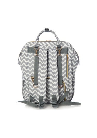 Lal Baby Zikzak Desenli Anne Bebek Bakım Sırt Çantası Gri